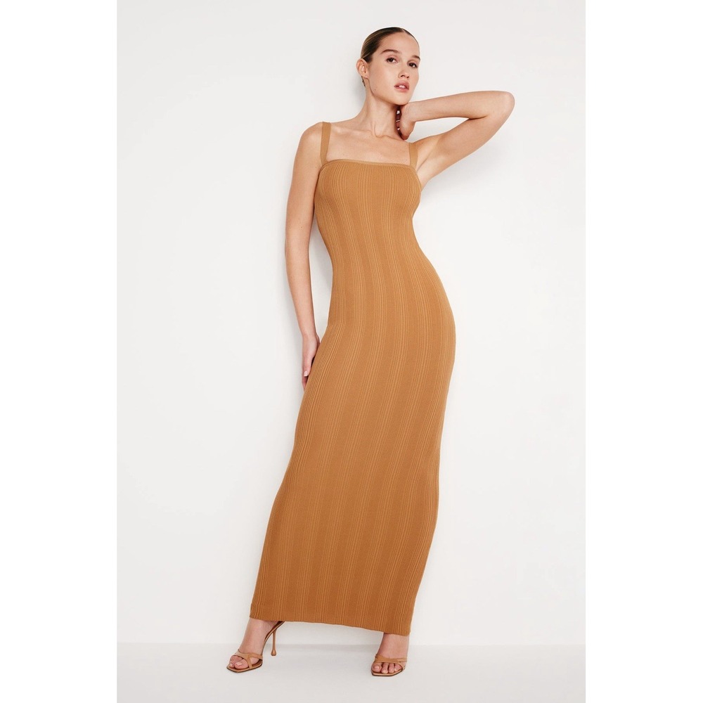 Good American Ribbed Knit Maxi Dress XL Canyon 003 X Anthropologie NEW
